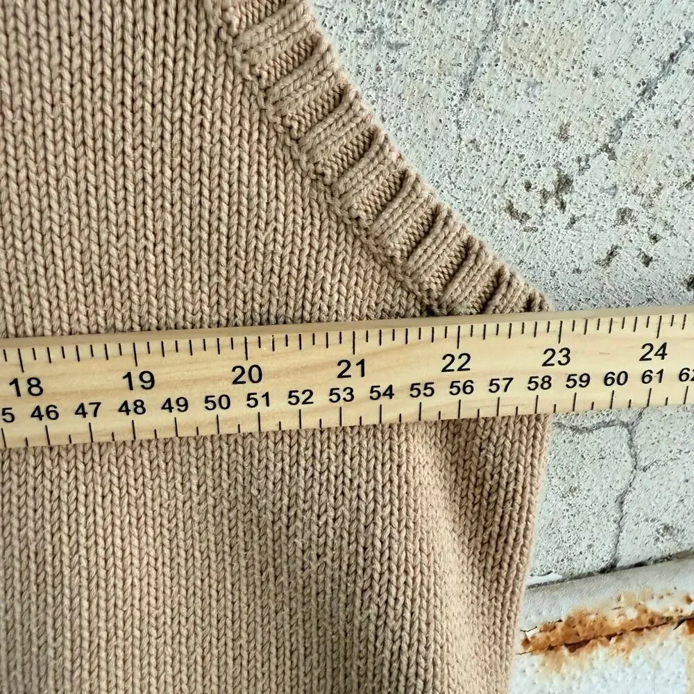 Polo Ralph Lauren Sweater Vest Vtg 90s Tan 100% Cotton Knit V Neck Hong Kong XLT
